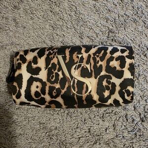 Leopard Print Makeup Bag with VS Logo